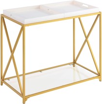 White/Gold St Andrews Console Table By Convenience Concepts. - £146.16 GBP