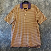 Peter Millar Summer Comfort Polo Mens Large Orange Purple Striped Perfor... - $17.49