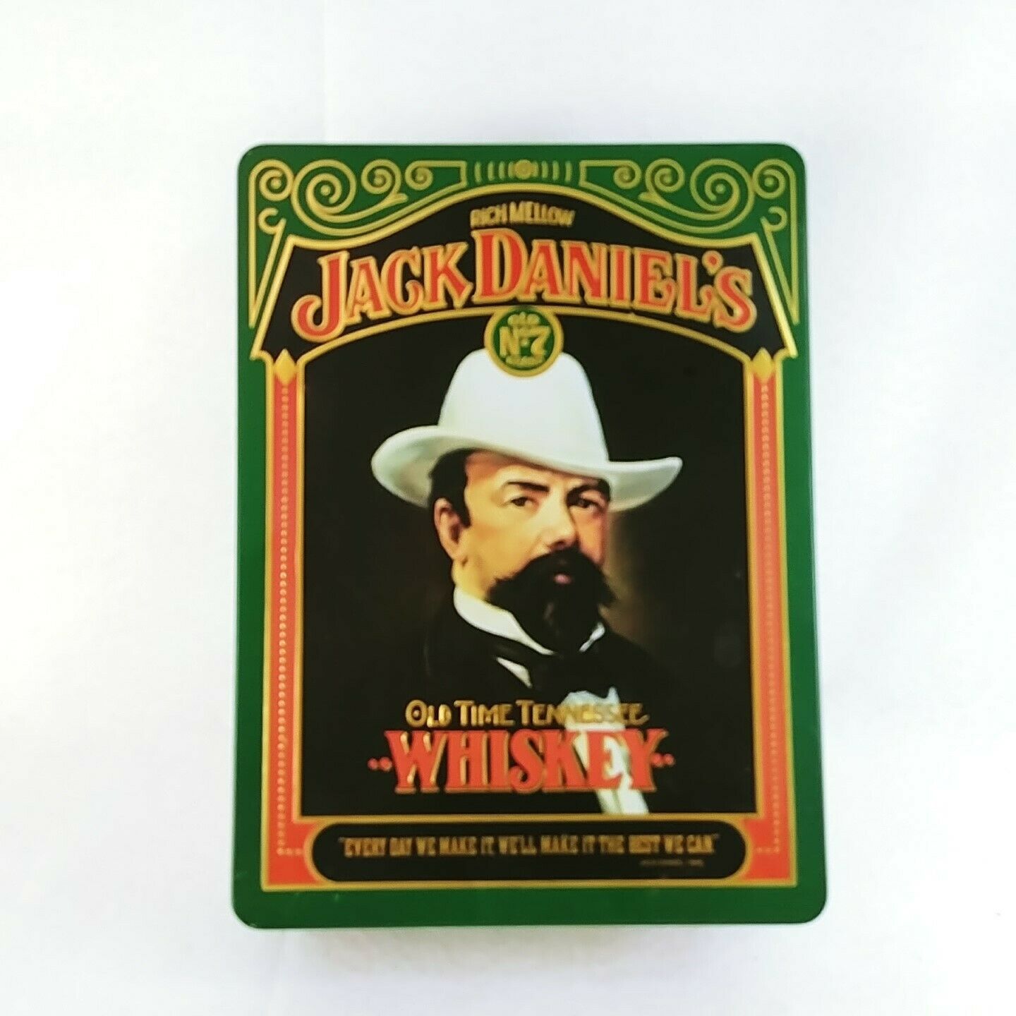 Jack Daniel's Storage Gift Box Tin Metal Hinged Lid Mansfield England 10.5" x 8" - £46.29 GBP