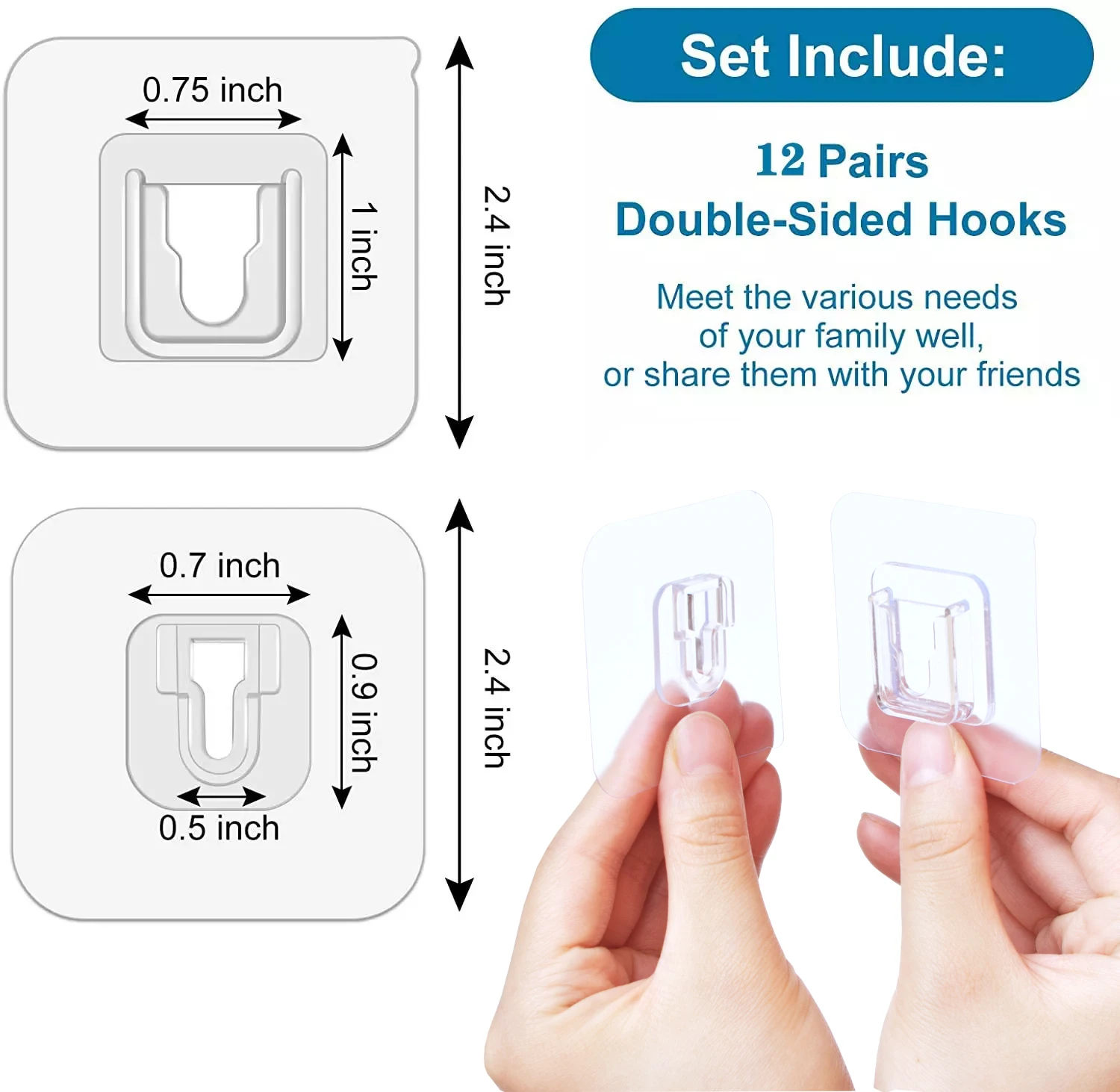 Play Double sided Adhesive Wall Hooks Hanger Strong Transparent Suction Cup A Ki - £23.23 GBP