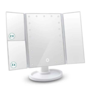 Vanity Makeup Mirror Trifold 22 LED Lighted Touch Screen 1x 2x 3x 10x Magnifying - £23.65 GBP
