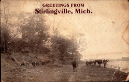 Vintage 1913 Rppc postcard-&quot; Greeting From Stirlingville, MICH-BK48 - £4.74 GBP