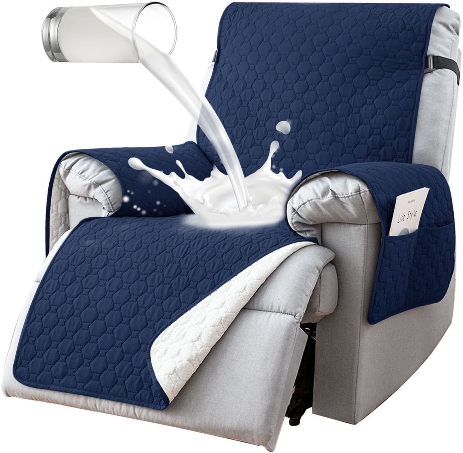 100% Waterproof Recliner Chair Covers That Stay In Place, Non-Slip, Dark... - $41.99