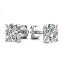 14K Plaqué or Blanc Simulé Diamant Solitaire Boucles D&#39;Oreilles 3 CT Rond - £49.07 GBP