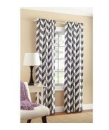 2 x Window Curtain Panel Drapes Chevron Mainstays Washable White Black  ... - €21,33 EUR