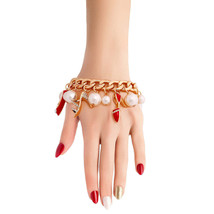 Gold Red Luxury Shoe Charm Bracelet - $44.49