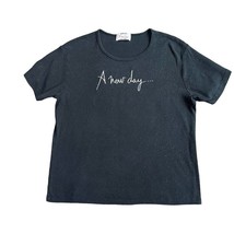 Celine Dion A New Day Rare T-Shirt Black Glitter Top Retro 2000s Size Large - $30.48