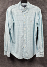 VTG Ralph Lauren Shirt Mens Medium Classic Fit Blue Plaid Cotton Brown Pony - £22.37 GBP