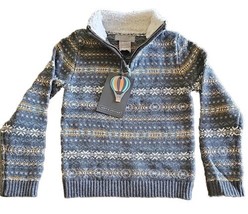 JARVIS ARCHER ~ Size 4T ~ 1/4 Zip ~ Turtleneck Sweater ~ Cotton ~ GRAY Fair Isle - £22.47 GBP