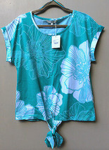 NWT DEBENHAMS Women&#39;s Size 12 UK / USA 8 /  EURO 40 Shirt Top Aqua Floral - $17.63