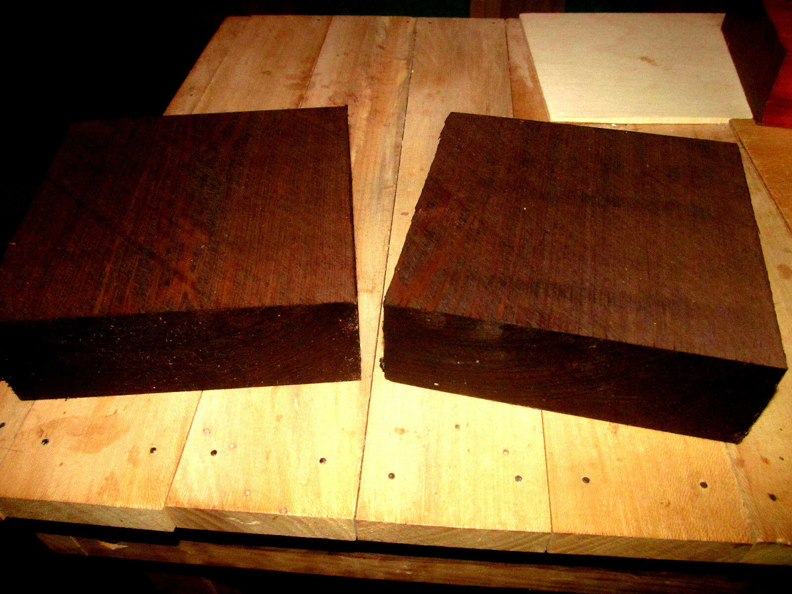 Primary image for TWO BEAUTIFUL KILN DRIED EXOTIC WENGE PLATTER BLANKS LATHE TURNING 6 X 6 X 2"
