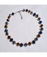 Beaded Necklace Sparkle Blue Gold Silver High Fancy Large Multi-Faceted ... - $23.74