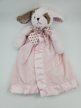 Bearington Baby Pink Puppy Dog Lovey &amp; Security Blanket Brown Polka Dots B79 - £13.10 GBP