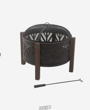 Style Selections 31-in W Black with Golden Brush Steel Wood-Burning Fire Pit - £106.33 GBP