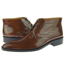 Alex D &quot;Durham&quot; Men&#39;s Dress Patent Leather Lace-up Ankle Boots, Brown - £117.15 GBP