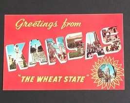 Greetings from Kansas KS Large Letter View Dexter Press c1960s Vtg UNP Postcard  - £3.91 GBP