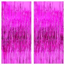 Pink Backdrop Curtain 6.4x8 Feet Pack of 2 Pink Birthday Decorations Pink Stream - £19.69 GBP