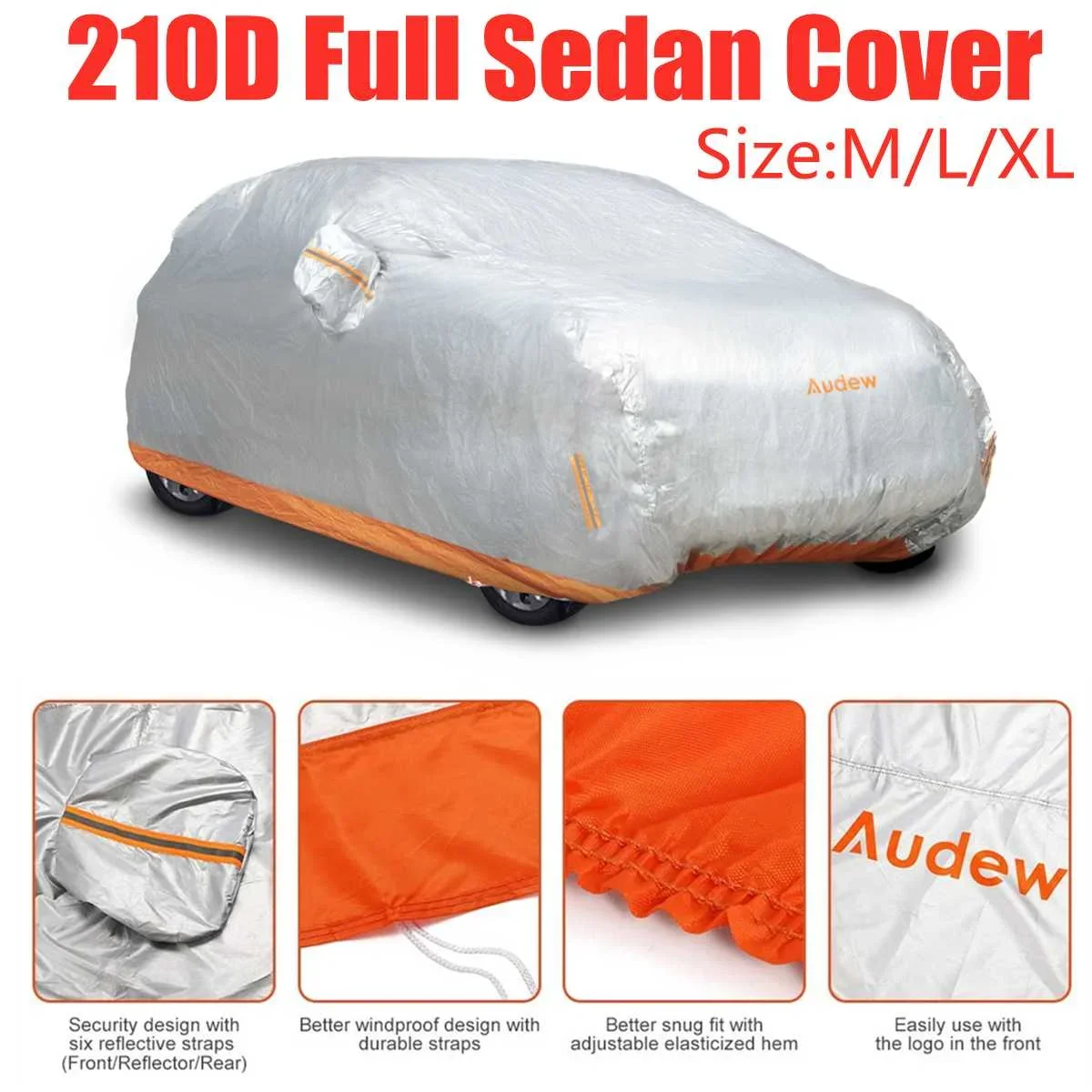 M/L/XL Full Car Cover Outdoor Protection Winter Snow Sunshade Dustproof - £48.74 GBP+