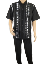 Men Silversilk 2pc Walking Leisure Matching Suit Italian Woven Knits 71032 Black - £118.51 GBP