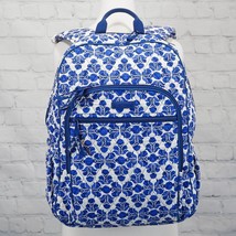 ❤️ VERA BRADLEY Cobalt Tile Essential Backpack Blue White - £31.33 GBP