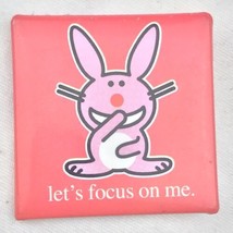 It’s Happy Bunny Vintage Pin Button By Jim Benton Square Let’s Focus On Me - £7.88 GBP
