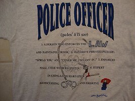 Vintage Police Officer Law Enforcer Gray Cotton T Shirt Size L - £15.62 GBP