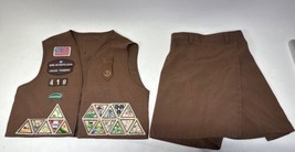Vintage Girl Scouts Vest &amp; Shorts Youth Size Small, All Over Patches 1976 - £15.92 GBP