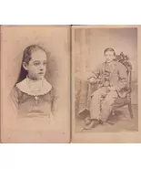 lot of 2 vintage cdv photos-kids-1850-1899 era-sepia-carte de visite-look! - $12.00