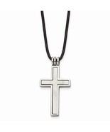 Stainless Steel Brushed &amp; Polished Cross Cord Necklace - €56,62 EUR