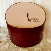 Vintage Hat Box Lipman's of Portland Large Round Pink Burgundy Cord Hand... - $64.30