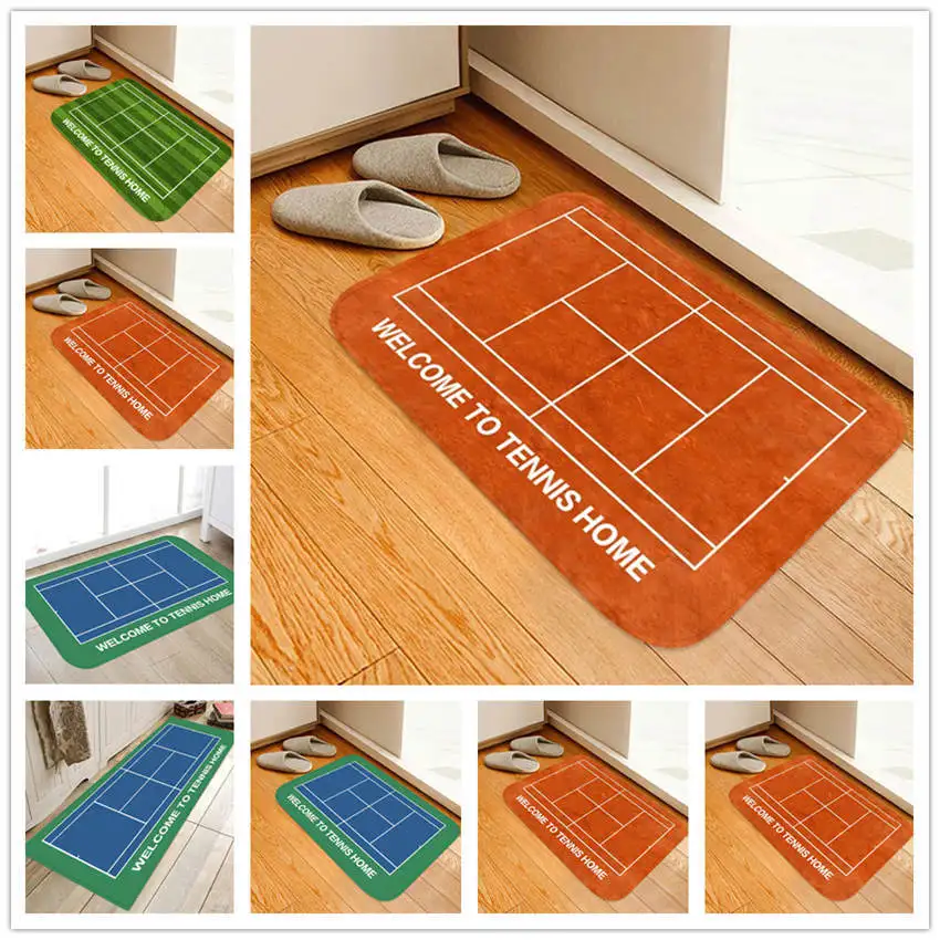 Sporting new Tennis Court Printed Flannel Water-absorbing Anti-skid Mat Home Rug - £23.98 GBP