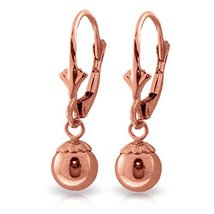 Galaxy Gold GG 14k Solid Rose Gold Leverback Ball Drop Earrings - £235.28 GBP