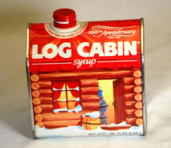 Log Cabin Syrup Metal Tin Can 100th Anniversary 1887-1987 General Foods - $16.82
