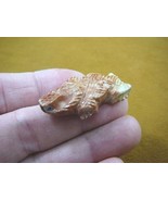 (Y-LIZ-HL-10) baby orange Horned LIZARD carving SOAPSTONE Peru FIGURINE ... - $11.78 CAD