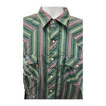  VTG Basic Editions Retro Striped Button Shirt L 90s Western Style Pearl... - $21.84