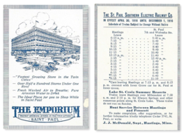 1916 The EMPIRIUM Mall St.Paul Southern Electric Railway Schedule Card 2... - £11.36 GBP