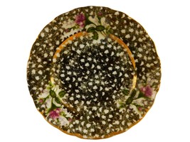 Gilded Porcelain 7 1/2&quot; Plate, Spotted w/Floral Pattern, Salad/Bread/Des... - $14.65