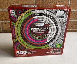 SEALED Mandalas Color-A-Puzzle Karmin Adult Coloring Jigsaw Puzzle 500 Pieces  - £11.99 GBP
