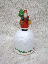 Enesco Ceramic Bisque Holiday Santa with Tree and Holly Bell Figurine, D... - £6.17 GBP