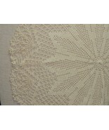 Vintage Doily 22&quot; handmade crochet knit knitted beige kitsch home hand made - $11.69