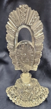 Art Deco Perfume Bottle Made In Czechoslovakia Glass Cut Crystal With Stopper - $94.59