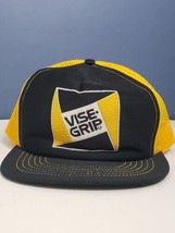 Vintage Vise-Grip Trucker Cap Black Yellow Snapback Hat Foam Mesh Made I... - $18.39