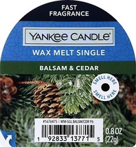 YANKEE CANDLE WAX MELT SINGLE...BALSAM &amp; CEDAR...Discontinued ...FREE SH... - $4.99