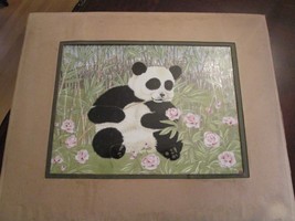 Panda Bear Porcelain Tile Painting Framed With Certificate Of Authenticity - £98.92 GBP