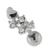 Simple Heart Tail Micro CZ Ear Stud Surgical Steel Helix Tragus Piercing Earring - £33.09 GBP