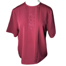 Koret Classy Vintage Shirt ~ Sz 10 ~ Burgundy ~ Short Sleeve ~ High Neck - £16.81 GBP