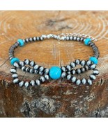 New Boutique Faux Navajo Style Pearl Turquoise Bow Bracelet Western Boho... - $34.17 CAD