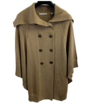 Whim Womens Poncho Sweater Brown Wool Blend Long Sleeve Double Breasted ... - £31.76 GBP