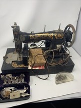 ANTIQUE WHITE FAMILY ROTARY SEWING MACHINE FR270384 WITH CASE-LIGHT-MOTOR - $199.99