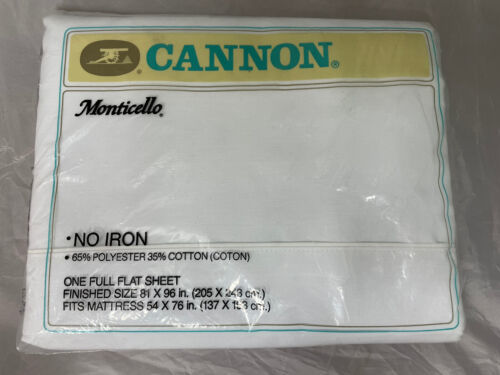 New Vintage Cannon Monticello Double Full Flat Sheet White USA Made No I... - $22.95